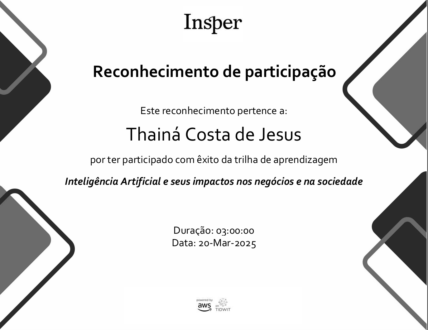 Certificado Inteligência Artificial E Seus Impactos Nos Negócios E Na Sociedade